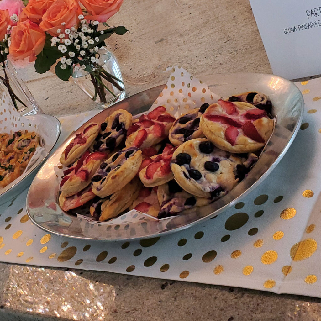 Brunch finger foods and desserts for baby shower