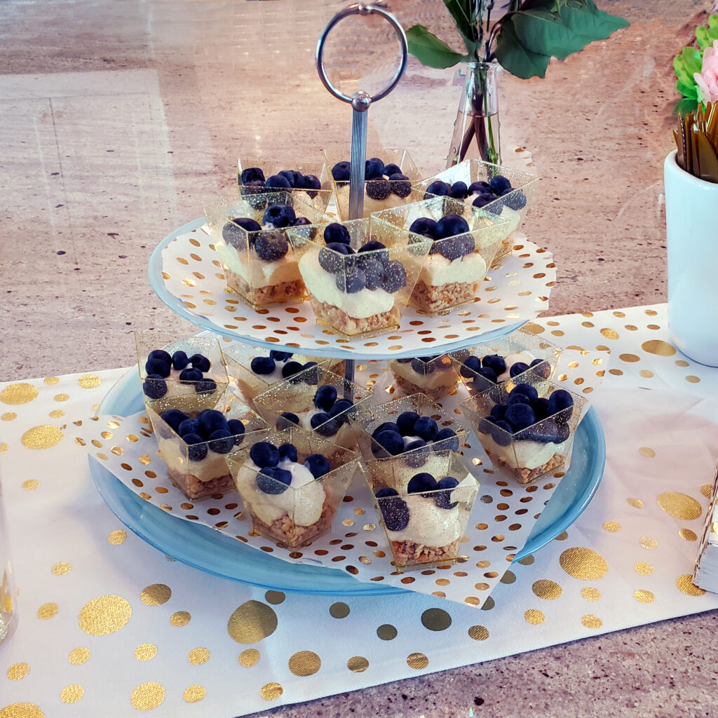 Brunch finger foods and desserts for baby shower