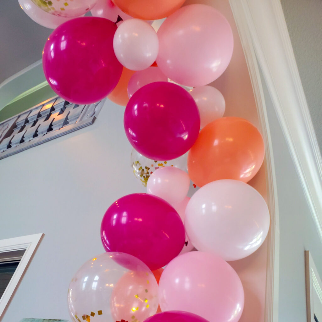 DIY baby shower garlands in pink glitter paper