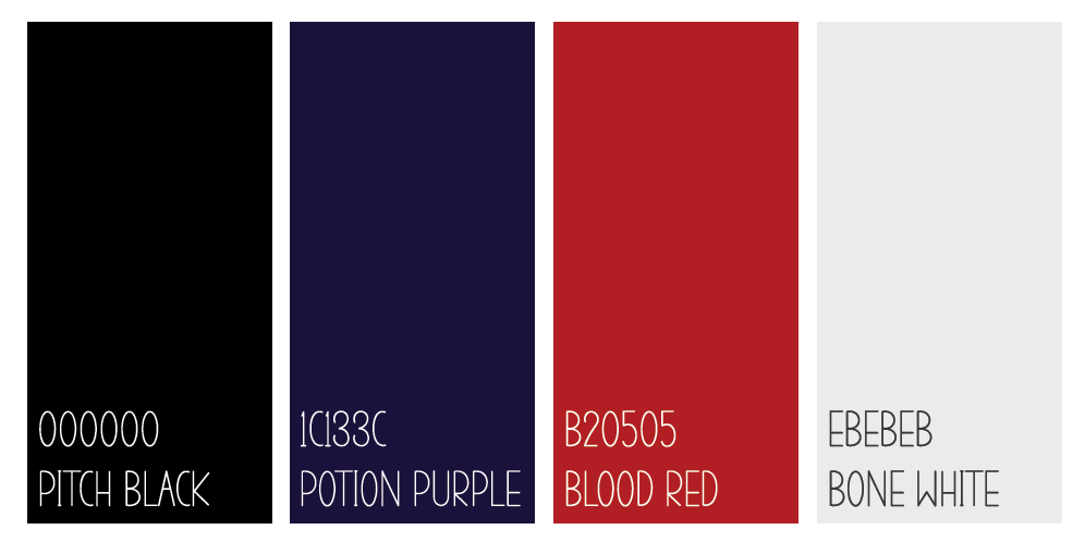 Color pallet for Black Magic Halloween Party