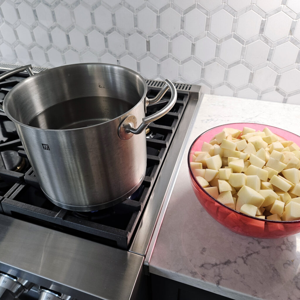 cubed potatoes and cauliflower florets