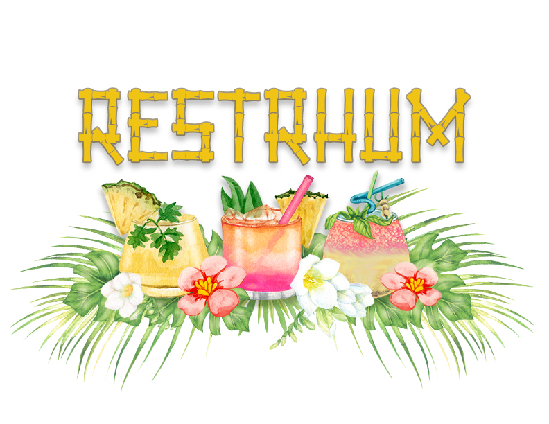 Tiki themed restroom sign