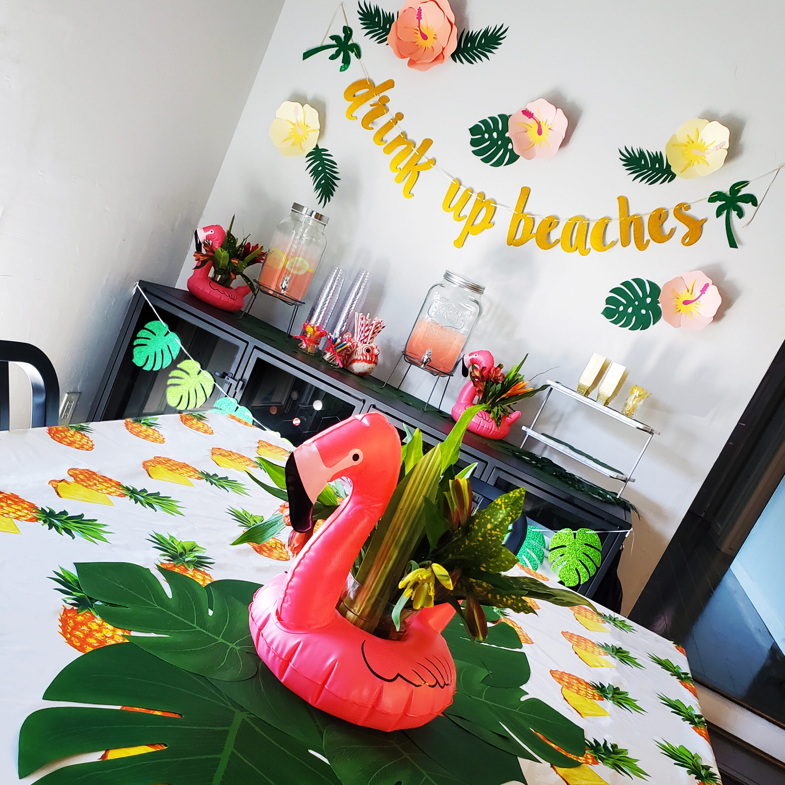 Flamingo Float Flower Centerpieces
